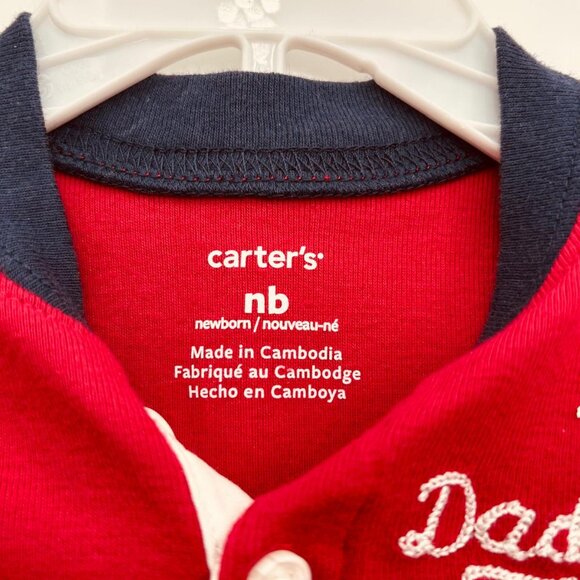 Carter’s Newborn Baby Boy “Daddy’s Team” Bodysuit & Pants Outfit - Picture 3 of 5